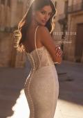 Picture of: Lace Corset Fit and Flare Wedding Dress with Spaghetti Straps in ivory, Style: J2319, Detail Picture 1