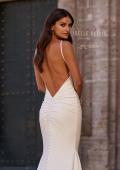 Picture of: Sleek Halter Fit and Flare Wedding Dress with Open Back in ivory, Style: J2324, Detail Picture 1