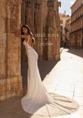 Picture of: Floral Lace Wedding Dress with Sheer Bodice and Open Back in ivory, Style: J2338, Detail Picture 1