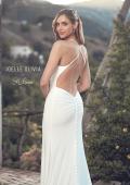 Picture of: Open Back Luxe Jersey Knit Dress with Slit and Ruffle Detail in ivory, Style: J2076, Detail Picture 2