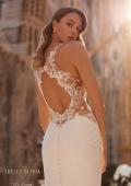 Picture of: Unique Lace and Luxe Jersey Dress with Deep V Neckline and Illusion Lace Sides in ivory, Style: J2202, Detail Picture 2