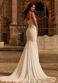 Picture of: Sheer Corset Mermaid Wedding Dress with Ruched Tulle Skirt in ivory, Style: J2321, Detail Picture 2