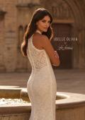 Picture of: High Neck Lace Fit and Flare Wedding Dress with Sheer Back in ivory, Style: J2323, Detail Picture 2