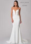 Picture of: Plunge Neck Ruched Dress with Lace Up Back in ivory, Style: J2087, Detail Picture 3
