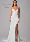 Picture of: Luxe Jersey Gown with Lace Back Details and Buttons in ivory, Style: J2098, Detail Picture 3