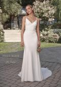 Picture of: Wrap Style Luxe Knot Dress with Sheer Lace Back in ivory, Style: J2103, Detail Picture 3