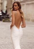 Picture of: Ruched Lux Jersey Wedding Dress with Pearl Rhinestone Neckline and Straps in Ivory, Style: J2284, Detail Picture 3