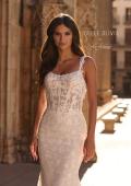 Picture of: Floral Lace Wedding Dress with Sheer Bodice and Open Back in ivory, Style: J2338, Detail Picture 3