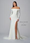 Picture of: Long Sleeve Off the Shoulder Knit Wedding Gown in ivory, Style: J2045, Detail Picture 4