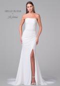 Picture of: Strapless Ruched Luxe Jersey Wedding Dress with Slit and Back Buttons in ivory, Style: J2073, Detail Picture 4