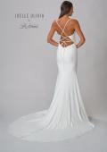 Picture of: Plunge Neck Ruched Dress with Lace Up Back in ivory, Style: J2087, Detail Picture 4