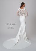 Picture of: Long Sleeve Gown with Lace Bodice and Plunge V Neck in ivory, Style: J2104, Detail Picture 4