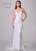 Picture of: Chic Luxe Jersey Dress with Deep V Neckline and Ruched Waist Detail in ivory, Style: J2128, Detail Picture 4
