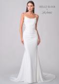 Picture of: Luxe Jersey Wedding Dress with Lace Illusion Back and Ruching in Ivory, Style: J2133, Detail Picture 4