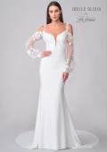 Picture of: Unique Jersey Wedding Gown with Balloon Sleeves and Cold Shoulder in ivory, Style: J2152, Detail Picture 4