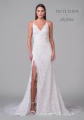 Picture of: Stretch Lace Long Wedding Dress with Slit and Scallop Details in ivory, Style: J2154, Detail Picture 4