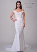 Picture of: Off the Shoulder Destination Wedding Dress with Lace Bodice and Illusion Back in ivory, Style: J2166, Detail Picture 4