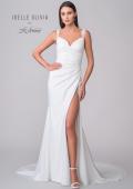 Picture of: Ruched Gown with High Slit and Illusion Button Back in ivory, Style: J2174, Detail Picture 4
