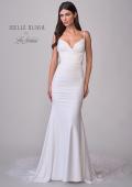 Picture of: Luxe Jersey Wedding Gown with Draped Necklien and Lace Illusion Back in ivory, Style: J2200, Detail Picture 4