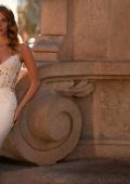 Picture of: Luxe Jersey Wedding Gown with Lace Bustier Illusion Bodice and Sheer Back in ivory, Style: J2232, Detail Picture 4, Landscape