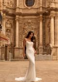 Picture of: Sheer Corset Fit and Flare Wedding Dress with Scoop Neck in ivory, Style: J2313, Detail Picture 4