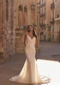 Picture of: Lace Corset Fit and Flare Wedding Dress with Spaghetti Straps in ivory, Style: J2319, Detail Picture 4
