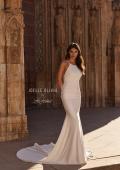 Picture of: Sleek Halter Fit and Flare Wedding Dress with Open Back in ivory, Style: J2324, Detail Picture 4