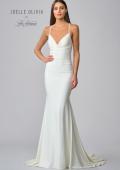 Picture of: Luxe Knit Gown with Draped Neckline and Open Back in ivory, Style: J2018, Detail Picture 5