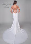 Picture of: Chic Square Neck Luxe Knit Jersey Gown with Lace Up Tie Back in ivory, Style: J2068, Detail Picture 5