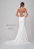 Picture of: Plunge Neck Ruched Dress with Lace Up Back in ivory, Style: J2087, Detail Picture 5