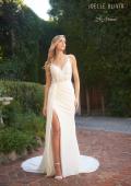 Picture of: Elegant Luxe Jersey Gown with Lace Bodice and Slit in ivory, Style: J2102, Detail Picture 5