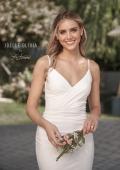 Picture of: Wrap Style Luxe Knot Dress with Sheer Lace Back in ivory, Style: J2103, Detail Picture 5