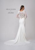 Picture of: Long Sleeve Gown with Lace Bodice and Plunge V Neck in ivory, Style: J2104, Detail Picture 5