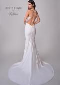 Picture of: Chic Luxe Jersey Dress with Deep V Neckline and Ruched Waist Detail in ivory, Style: J2128, Detail Picture 5