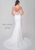 Picture of: Luxe Jersey Wedding Dress with Lace Illusion Back and Ruching in Ivory, Style: J2133, Detail Picture 5