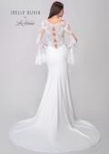 Picture of: Stunning Luxe Jersey Gown with Lace Bell Sleeves and Unique Button Up Back in ivory, Style: J2150, Detail Picture 5