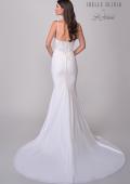 Picture of: Ruched Luxe Jersey Wedding Dress with Illusion Lace Corset Top in ivory, Style: J2172, Detail Picture 5