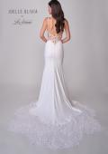 Picture of: Luxe Jersey Wedding Gown with Draped Necklien and Lace Illusion Back in ivory, Style: J2200, Detail Picture 5