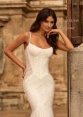 Picture of: Sheer Corset Mermaid Wedding Dress with Ruched Tulle Skirt in ivory, Style: J2321, Detail Picture 5