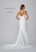 Picture of: Classic Luxe Knit Wedding Gown with Draped Slit Detail in ivory, Style: J2034, Detail Picture 6