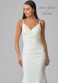 Picture of: Modern Jersey Luxe Knit Dress with Ruching and V Neckline in ivory, Style: J2035, Detail Picture 6