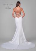 Picture of: Chic Square Neck Luxe Knit Jersey Gown with Lace Up Tie Back in ivory, Style: J2068, Detail Picture 6