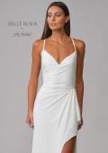 Picture of: Luxe Jersey Gown with Lace Back Details and Buttons in ivory, Style: J2098, Detail Picture 6
