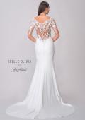 Picture of: Luxe Jersey Gown with Illusion Lace Long Sleeves and Ruching Detail in ivory, Style: J2122, Detail Picture 6
