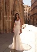 Picture of: Floral Lace Wedding Dress with Sheer Bodice and Open Back in ivory, Style: J2338, Detail Picture 6