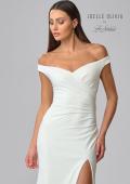 Picture of: Off the Shoulder Wedding Dress with Ruching and Slit in ivory, Style: J2004, Detail Picture 7