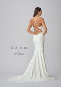 Picture of: Luxe Knit Gown with Draped Neckline and Open Back in ivory, Style: J2018, Detail Picture 7