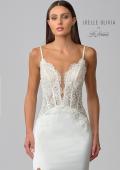 Picture of: Silk Gown with Illusion Lace Bodice and Slit in ivory, Style: J2024, Detail Picture 7