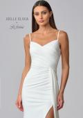 Picture of: Classic Luxe Knit Wedding Gown with Draped Slit Detail in ivory, Style: J2034, Detail Picture 7