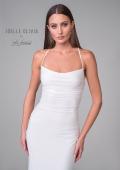 Picture of: Chic Square Neck Luxe Knit Jersey Gown with Lace Up Tie Back in ivory, Style: J2068, Detail Picture 7